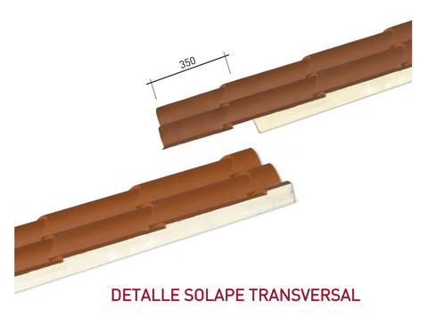 Detalle solape tranversal del panel teja